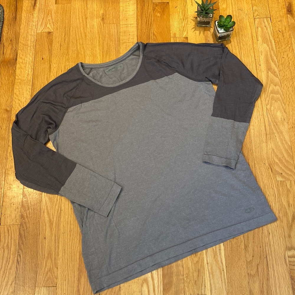 Icebreaker Cool-Lite Merino Blend Long Sleeve Shirt Top Gray Size XL